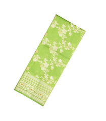 Mint Green Woven Dupion Silk Saree With Floral Jaal Motifs-DS0515