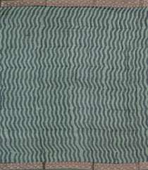 Green Printed Chanderi Cotton Saree With Zari Border-CC1566