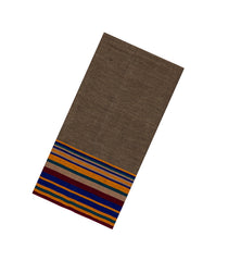 Dark Grey Handwoven Bengal Cotton Saree With Contrast Border-BG1469
