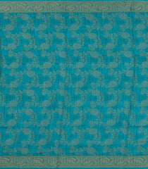 Turquoise Printed Synthetics Dola Silk Saree With Floral Zari Motifs-BL5251
