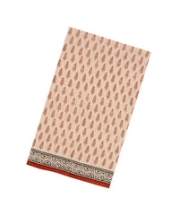 Cream Printed Jaipur Cotton Saree With Floral Motifs-JC1666