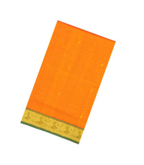 Orange Handloom Silk Cotton Saree With Zari Buttas & Contrast Border-SC4668