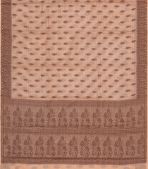 Light Peach Woven Tussar Silk Saree With Floral Motifs-TU3147