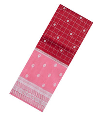 Red Woven Banarasi Poona Silk Saree With Checks & Buttas-BP1004