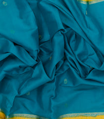 Cyan Woven Art Crepe With Buttas & Contrast Border-BL5118