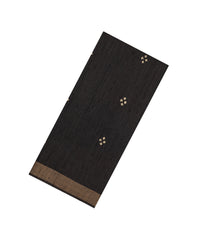 Black Handloom Dupion Silk Saree With Buttas & Printed Pallu-DS0549