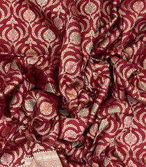 Crimson Handloom Banarasi Silk Saree With Meena Floral Motifs-BE1419