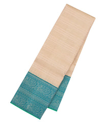 Taupe Handloom Korvai Kanchipuram Silk Saree With Zari Checks-KA16070