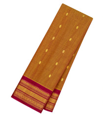 Mustard Handloom Gadwal Silk Cotton Saree With Buttas -GA0284