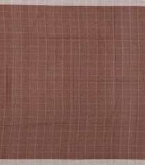 Brown Handloom Bengal Cotton Saree With Checks & Buttas-BG1923-Brown