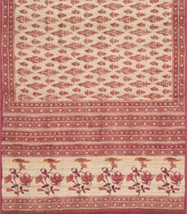 Taupe Woven Tussar Silk Saree With Printed Floral Motifs-TU3088