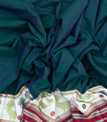 Teal Woven Cotton Saree With Kasuti Hand Embroidered Border & Pallu-EN1767