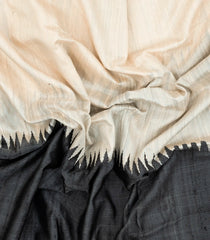 Off White Woven Tussar Silk Saree With Contrast Rising Border-TU3248