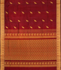 Crimson Handloom Silk Cotton Saree With Buttas & Zari Border-SC4648