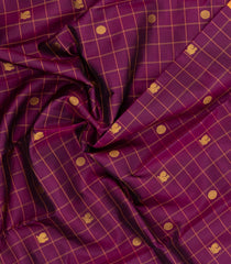 Magenta Handloom Kanchipuram Silk Saree With Checks & Buttas-KA15716