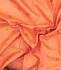 Peach Handloom Korvai Kanchipuram Silk Saree With Meena Buttas-KA15457