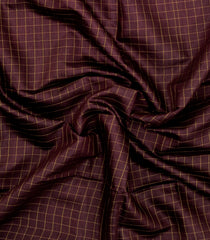 Dark Brown Woven Tussar Silk Saree With Checks-TU3512