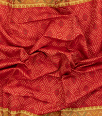 Red Handloom Rajkot Patola Ikat Silk Saree With Tie & Dye Motifs-IK0504