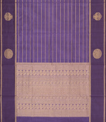 Lilac Handloom Silk Cotton Saree With Veldhari Stripes-SC4540