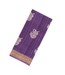 Lilac Printed Synthetics Dola Zari Lining With Jacquard Zari Border-BL5180