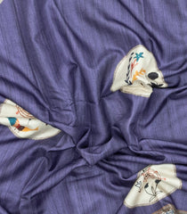 Lavender Printed Synthetic Tussar Silk Saree With Zari Border-SY0073