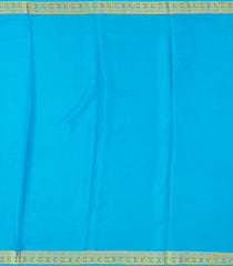 Blue Woven Mysore Crepe 9 Yards Silk Saree With Pure Zari Checks & Contrast Border-MS3194