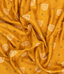 Mustard Printed Synthetic Dola Silk Saree With Zari Motifs & Border -SY0349