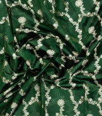 Green Woven Dupion Silk Saree With Floral Jaal Motifs-DS0575