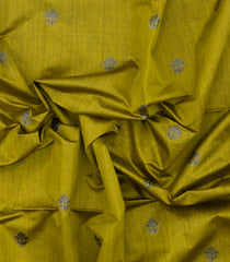 Olive Green Woven Synthetic Dupion Saree With Floral Motifs-BL6037