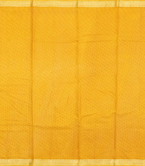 Mustard Printed Silk Saree With Floral Motifs & Zari Border-PS0681