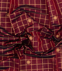 Maroon Handloom Silk Cotton Saree With Checks-SC4202