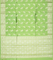Mint Green Woven Dupion Silk Saree With Floral Buttas-DS0522