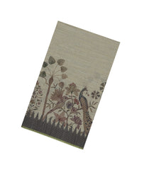 Taupe Printed Synthetic Linen Saree with Jhalar-BL5341