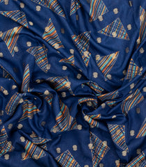 Indigo Printed Synthetics Dola With Zari Butta & Zari Border -BL5221