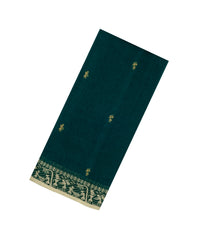 Bottle Green Handloom Bengal Cotton Saree With Tribal Motifs-BG1984