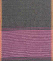 Black Woven Bengal Cotton Saree With Stripes-BG1717