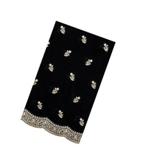 Black Woven Synthetic Blended Saree With Embroidered Motifs-EN2053