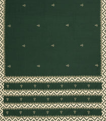Dark Green Woven Chirala Cotton Saree With Printed Border & Pallu-CR1358