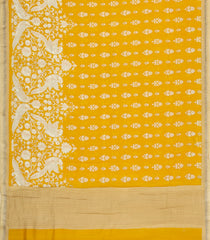 Mustard Printed Chanderi Cotton Saree With Floral Motifs-CC1714