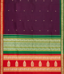 Burgundy Handloom Korvai Kanchipuram Silk Saree With Ganga Jamuna Thread Border-KA15122