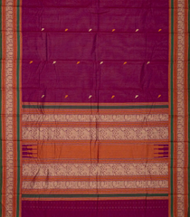 Pink Handloom Kanchi Cotton Saree With Parrot Buttas