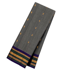 Dark Grey Handloom Gadwal Silk Cotton Saree With Buttas -GA0280