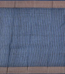 Cream Printed Chanderi Cotton Saree With Contrast Navy Zari Border-CC1666