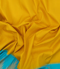 Yellow Handloom Korvai Kanchipuram Silk Saree With Turquoise Border-KA14762