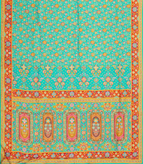 Aquamarine Printed Blended Viscose Saree With Position Printed Floral Motifs-BL5981