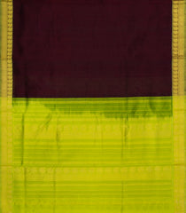 Dark Maroon Handloom 9 Yards Silk Cotton Saree With Contrast Border-SC4446