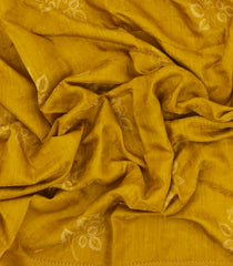 Mustard Printed Synthetics Dola Silk Saree With Floral Zari Motifs-BL5253