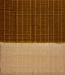 Dark Olive Handloom Soft Silk Saree With Checks & Diamond Motifs-SO4601