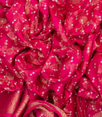 Hot Pink Woven Synthetic Dola Silk Saree With Floral Motifs-BL4644