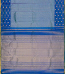 Blue Handloom Kanchipuram Silk Saree With Zari Stripes-KA15380